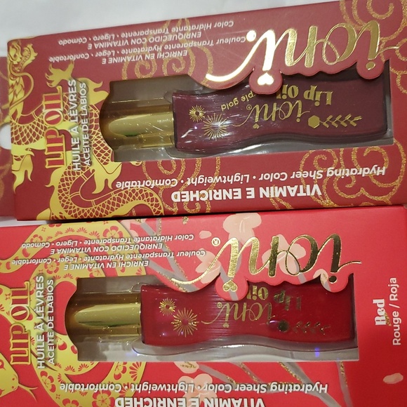2pack vitamin E enriched hydrating sheer red and purple gold tinted lip oils new - Picture 1 of 10